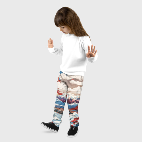 Детские брюки 3D с принтом Пейзаж в Японском стиле, фото на моделе #1