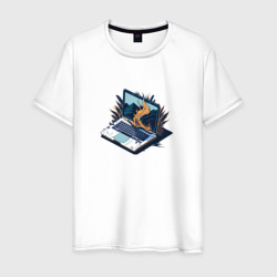 Пылающий ноутбук – Мужская футболка хлопок с принтом купить со скидкой в -20%