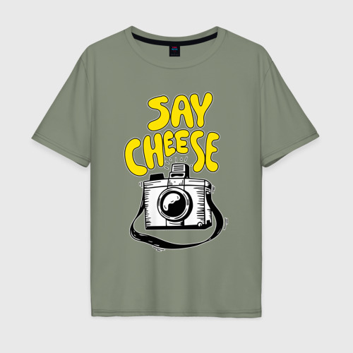 Мужская футболка хлопок Oversize с принтом Cheese photo camera, вид спереди #2