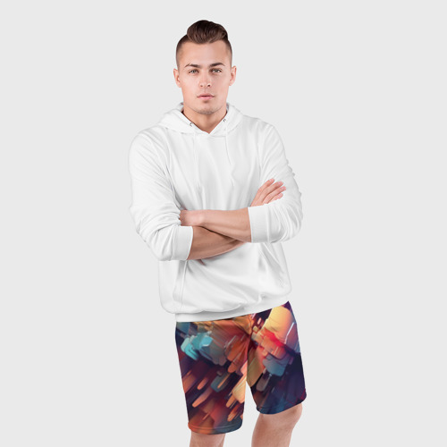 Мужские шорты спортивные Цветная абстракция каменных сланцев, цвет 3D печать - фото 5
