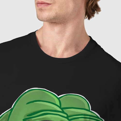 Мужская футболка хлопок с принтом Лягушонок Пепе сильно смеётся, фото #4