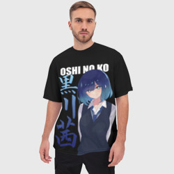 Мужская футболка oversize 3D Oshi no ko - аканэ и иероглифы - фото 2