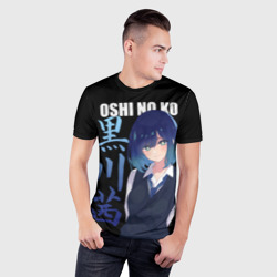 Мужская футболка 3D Slim Oshi no ko - аканэ и иероглифы - фото 2
