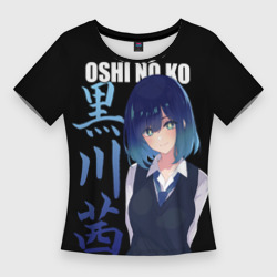 Женская футболка 3D Slim Oshi no ko - аканэ и иероглифы