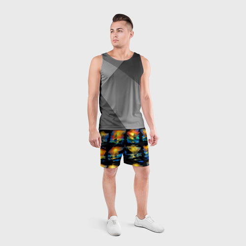 Мужские шорты спортивные Вечерние кораблики, цвет 3D печать - фото 4