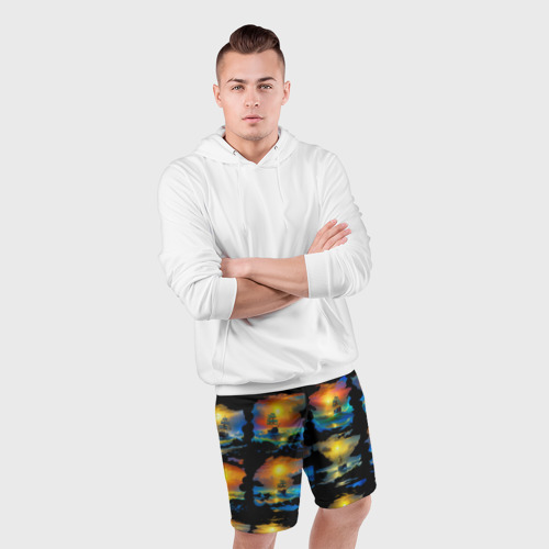 Мужские шорты спортивные Вечерние кораблики, цвет 3D печать - фото 5