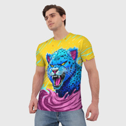 Мужская футболка 3D Кислотный Леопард - фото 2