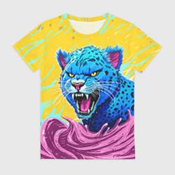 Женская футболка 3D Кислотный Леопард