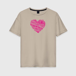 Женская футболка хлопок Oversize Сердце фломастером