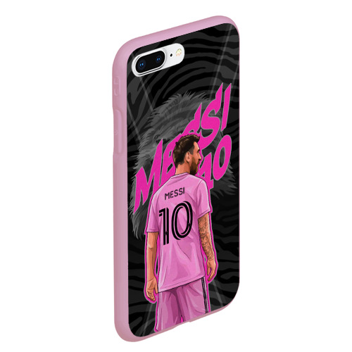 Чехол для iPhone 7Plus/8 Plus матовый Лионель Месси Интер Майами, цвет розовый - фото 3