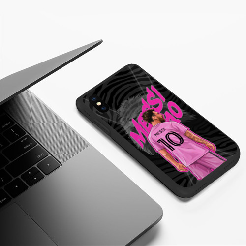 Чехол для iPhone XS Max матовый Лионель Месси Интер Майами, цвет черный - фото 5
