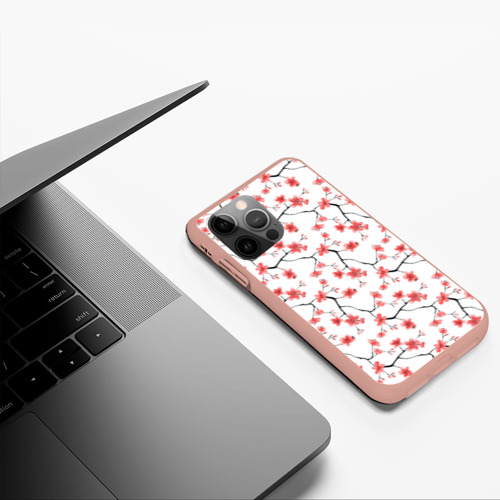 Чехол для iPhone 12 Pro Max с принтом Акварельные цветы сакуры паттерн, фото #5