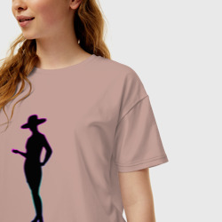 Женская футболка хлопок Oversize Силуэт женщины - hello - фото 2