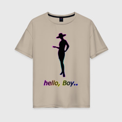 Женская футболка хлопок Oversize Силуэт женщины - hello