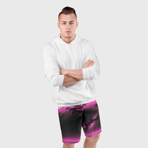 Мужские шорты спортивные Сай фай пейзаж в черно розовых тонах, цвет 3D печать - фото 5