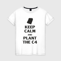 Женская футболка хлопок Plant c4 - Counter Strike meme