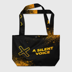 Пляжная сумка 3D A Silent Voice - gold gradient: надпись и символ