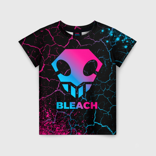 Детская футболка 3D с принтом Bleach - neon gradient, вид спереди #2