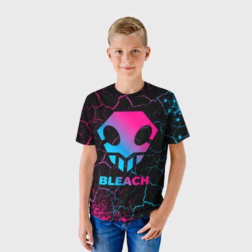 Детская футболка 3D с принтом Bleach - neon gradient, фото на моделе #1
