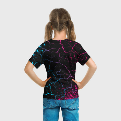 Детская футболка 3D с принтом Bleach - neon gradient, вид сзади #2