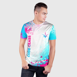 Мужская футболка 3D Slim Code Geass neon gradient style: надпись, символ - фото 2
