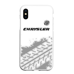 Чехол для iPhone XS Max матовый Chrysler Speed на светлом фоне со следами шин: символ сверху