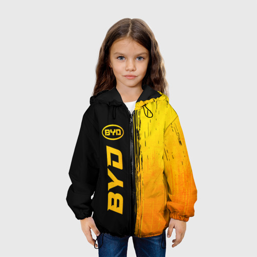 Детская куртка 3D с принтом BYD - gold gradient: по-вертикали, вид сбоку #3