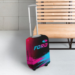 Чехол для чемодана 3D Ford - neon gradient: символ сверху - фото 2