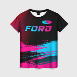 Женская футболка 3D Ford - neon gradient: символ сверху