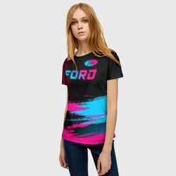 Женская футболка 3D Ford - neon gradient: символ сверху - фото 2