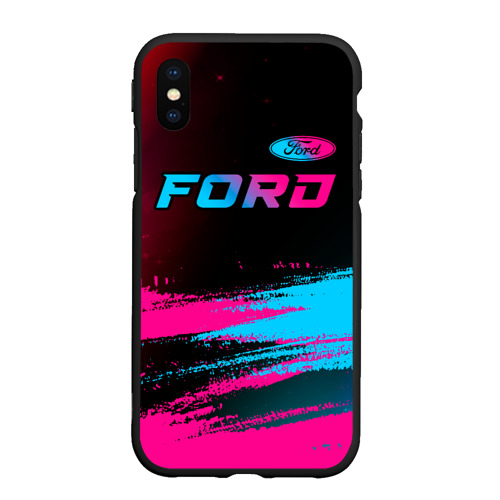 Чехол для iPhone XS Max матовый Ford - neon gradient: символ сверху