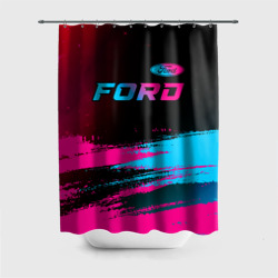 Штора 3D для ванной Ford - neon gradient: символ сверху