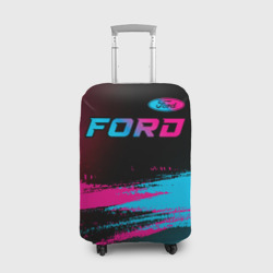 Чехол для чемодана 3D Ford - neon gradient: символ сверху