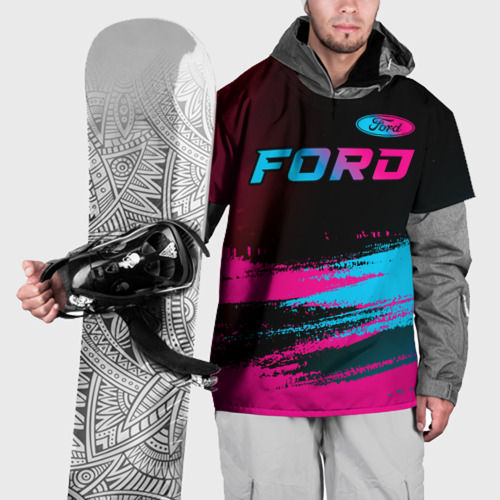 Накидка на куртку 3D Ford - neon gradient: символ сверху, цвет 3D печать