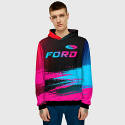 Мужская толстовка 3D Ford - neon gradient: символ сверху - фото 2