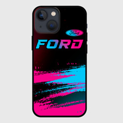 Чехол для iPhone 13 mini Ford - neon gradient: символ сверху