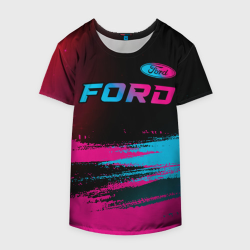 Накидка на куртку 3D Ford - neon gradient: символ сверху, цвет 3D печать - фото 4