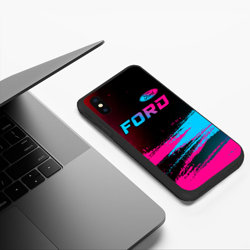 Чехол для iPhone XS Max матовый Ford - neon gradient: символ сверху - фото 5