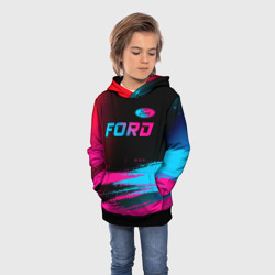 Детская толстовка 3D Ford - neon gradient: символ сверху - фото 2