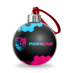 Ёлочный шар Porsche - neon gradient: надпись и символ