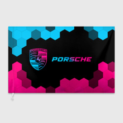 Флаг 3D Porsche - neon gradient: надпись и символ