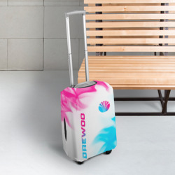 Чехол для чемодана 3D Daewoo neon gradient style: надпись, символ - фото 2