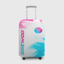 Чехол для чемодана 3D Daewoo neon gradient style: надпись, символ
