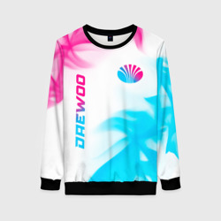 Женский свитшот 3D Daewoo neon gradient style: надпись, символ