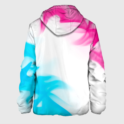 Мужская куртка 3D с принтом Daewoo neon gradient style: надпись, символ, вид сзади #1