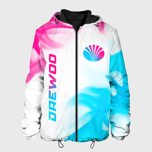 Мужская куртка 3D с принтом Daewoo neon gradient style: надпись, символ, вид спереди #2