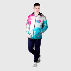 Мужская куртка 3D Daewoo neon gradient style: надпись, символ - фото 2