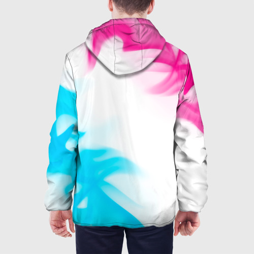 Мужская куртка 3D с принтом Daewoo neon gradient style: надпись, символ, вид сзади #2