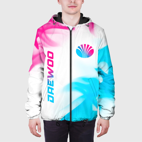 Мужская куртка 3D с принтом Daewoo neon gradient style: надпись, символ, вид сбоку #3