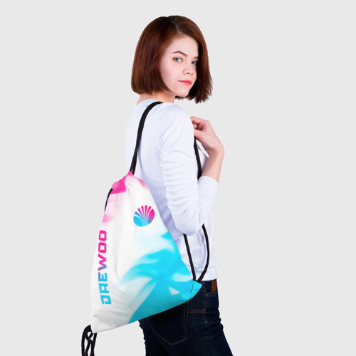 Рюкзак-мешок 3D Daewoo neon gradient style: надпись, символ - фото 5